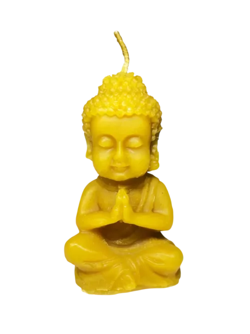 Vela de Cera Natural de Abeja con Forma de Buda