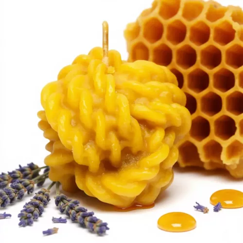 Vela de Cera Natural de Abeja – Diseño en Maraña de Cuerda