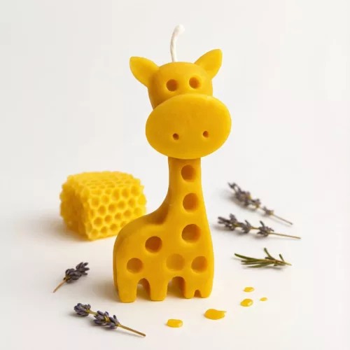 Vela de Cera Natural de Abeja con Forma de Jirafa